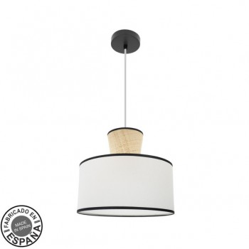 Distribuidor - Lâmpadas Diversas | Colgantes Moderno | COLGANTE CAMBOYA 1XE27 NEGRO/BLANCO/NATURAL REGX40X40CM Ref: 227694026